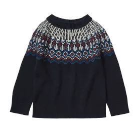 3124-FAIR ISLE SWEATER-Dark Navy