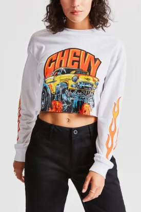 55 Heavy L/S Crop Tee - El Camino White