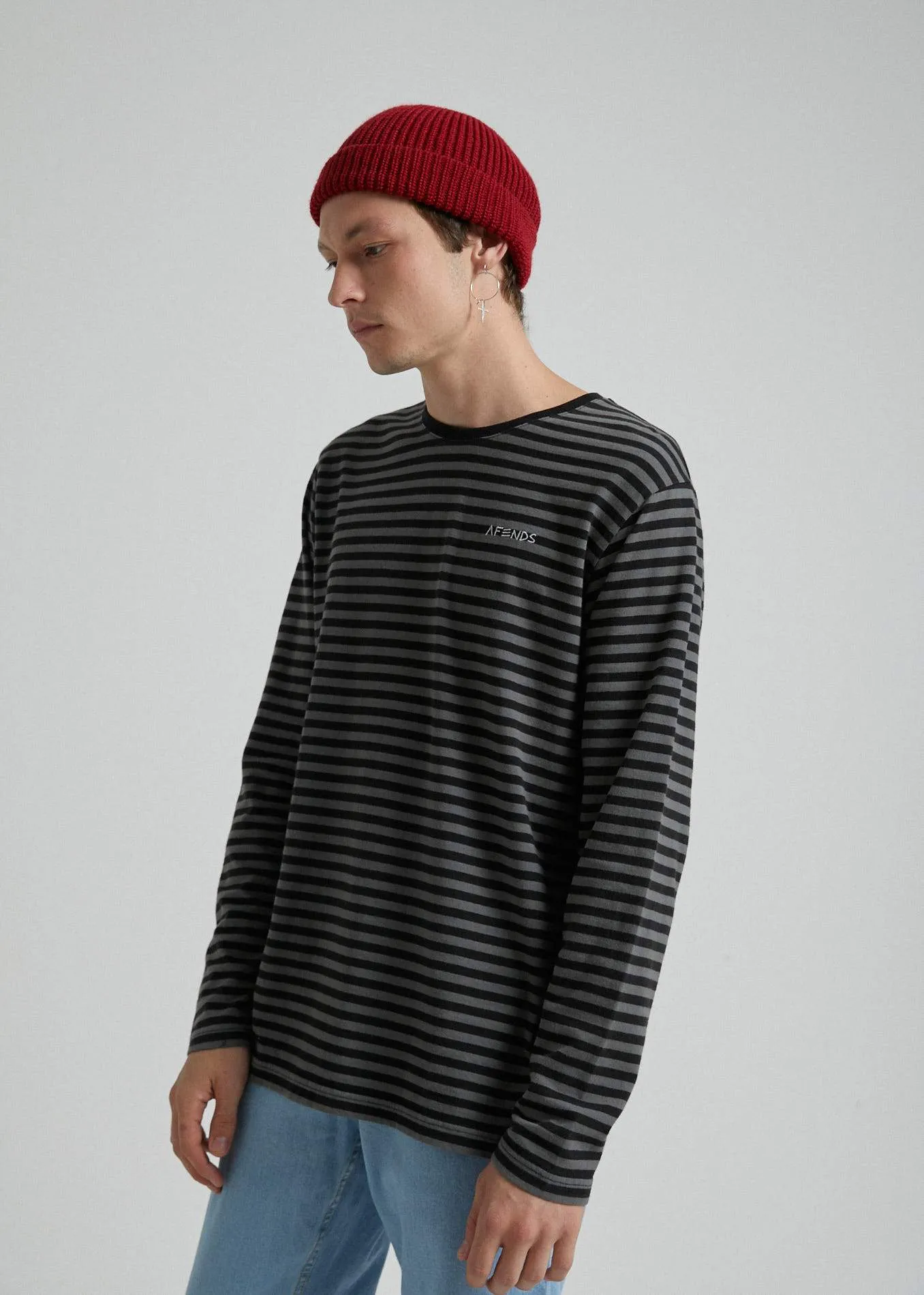 Afends Mens Bleach - Retro Fit Long Sleeve Tee - Gunmetal