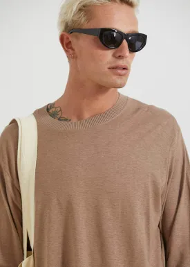 Afends Mens Living - Hemp Retro Fit Long Sleeve Tee - Sand