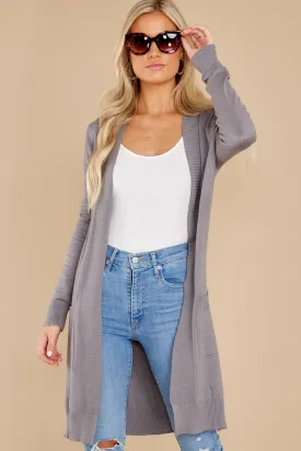 Anticipating This Moment Charcoal Grey Cardigan