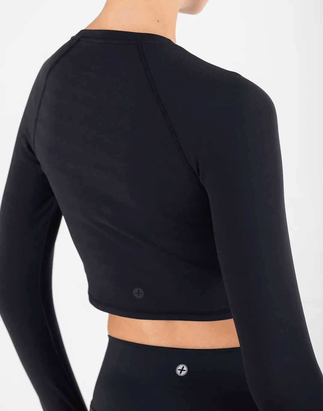 Aurora Long Sleeve Crop Tee in Black