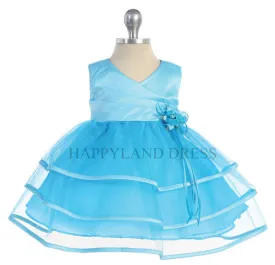 B108 Satin Pleated Top with Tulle Skirt Baby Dress (5 Diff. Colors)