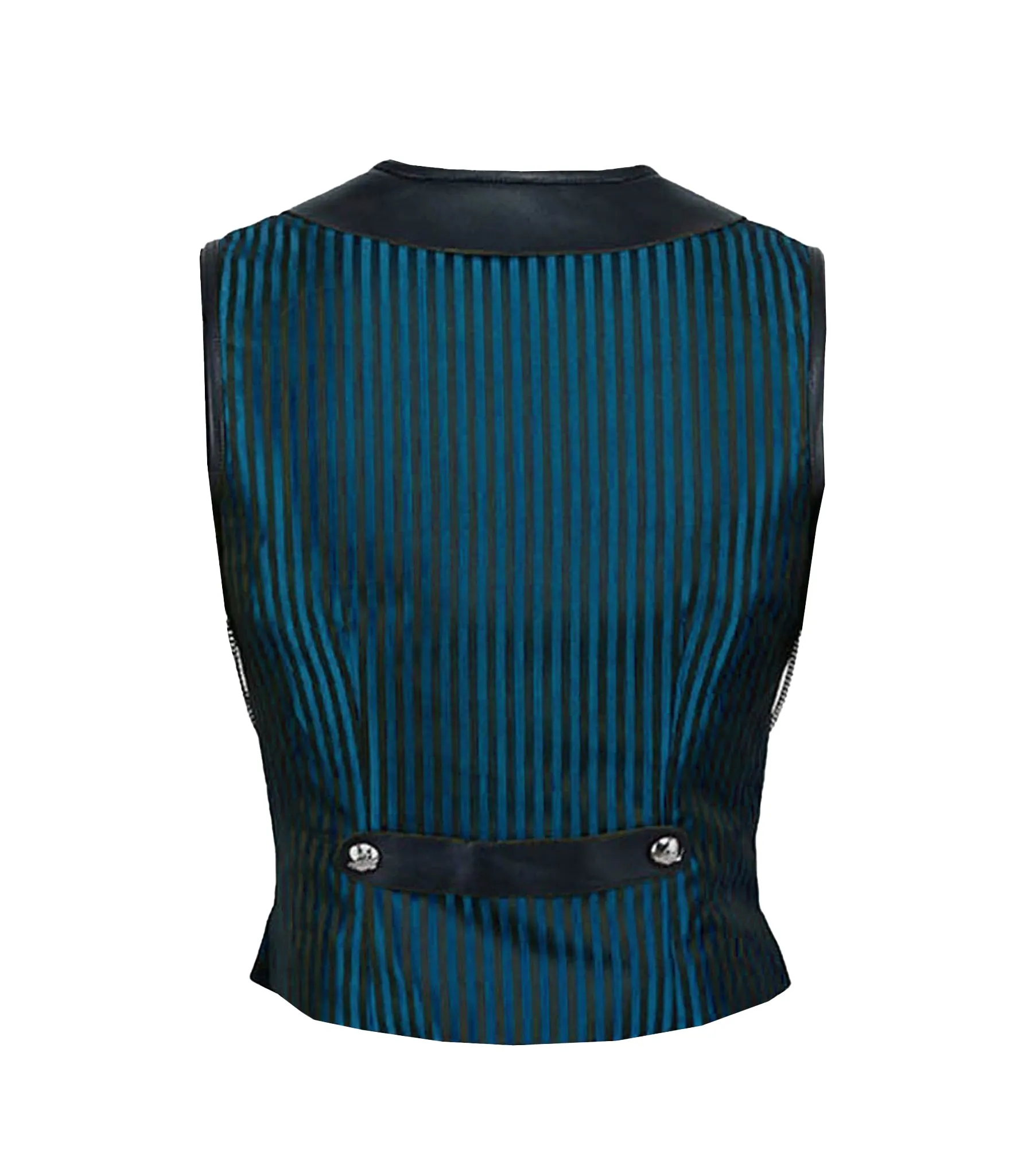 Blue Stripes Brocade Gothic Men's Waist Coat