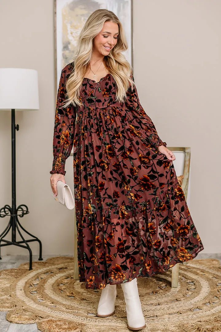 Burnout Velvet Crush Floral Maxi Dress