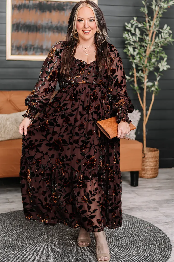 Burnout Velvet Crush Floral Maxi Dress