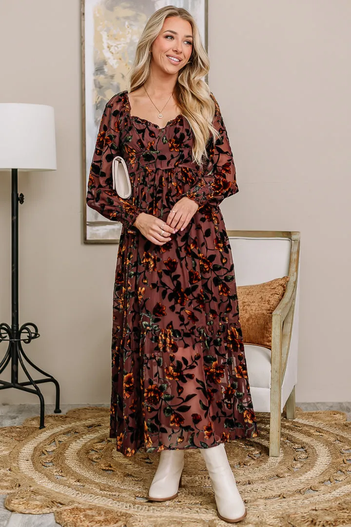 Burnout Velvet Crush Floral Maxi Dress