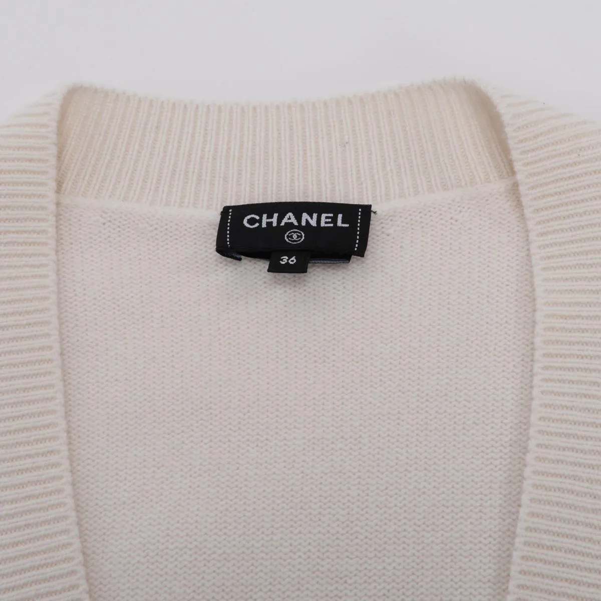 Chanel Cream Cashmere No. 5 Cruise Cardigan FR 36