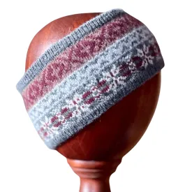 Fair Isle Knit Lambswool Headband - Silver Grey