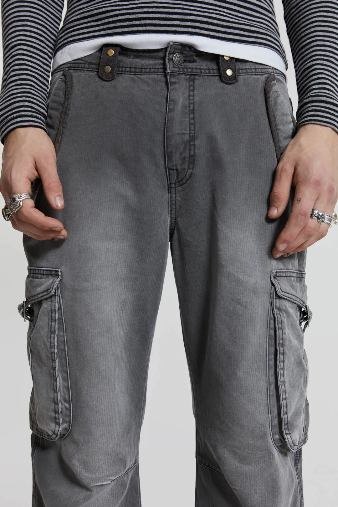 Grey Slub Denim Cargos