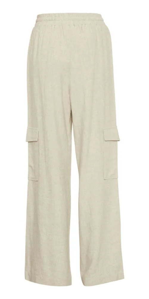 Ichi Linen Blend Cargo Trousers