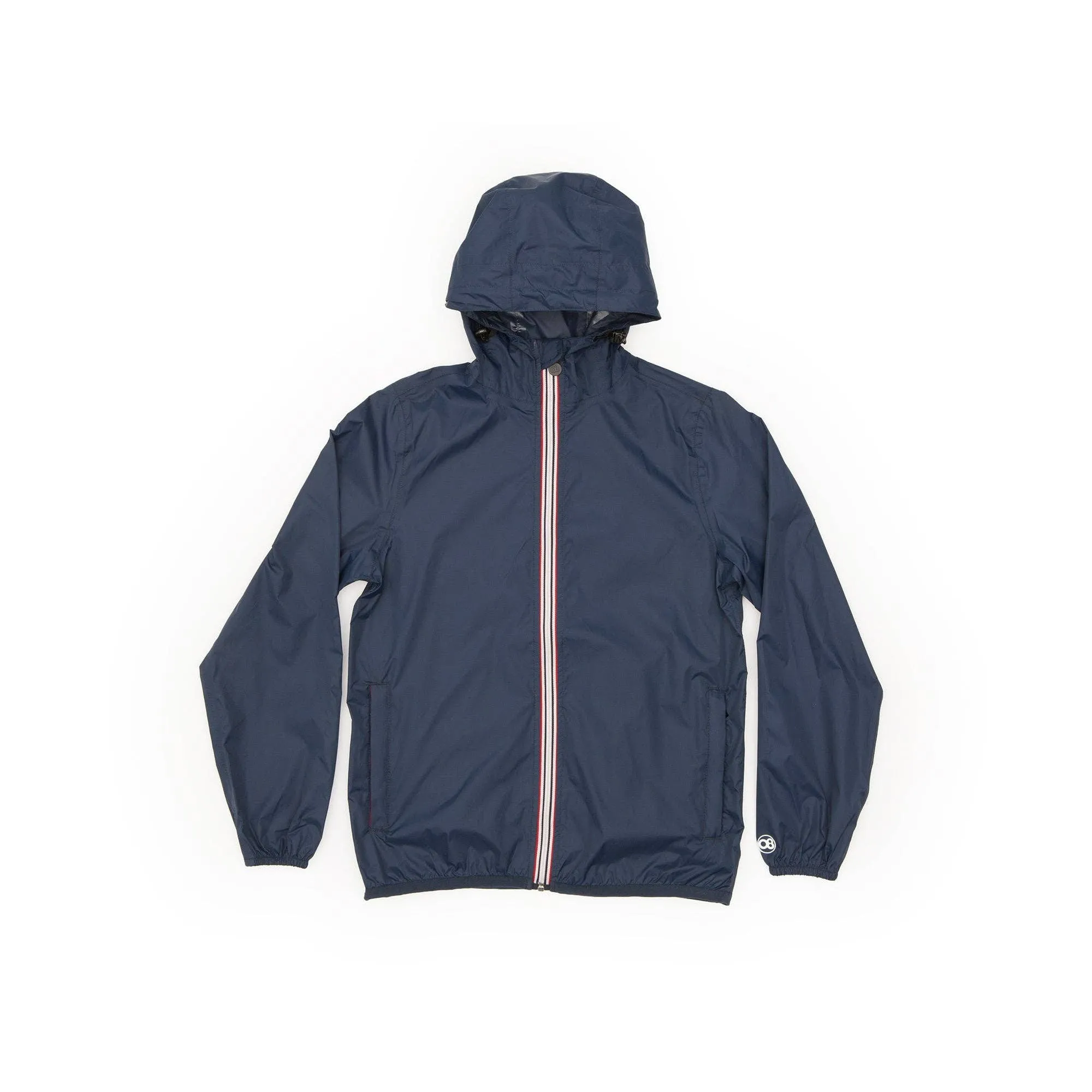 Men's Navy Full Zip Packable Rain Jacket and Windbreaker