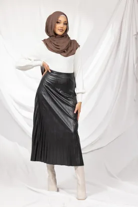 PU Pleated Skirt