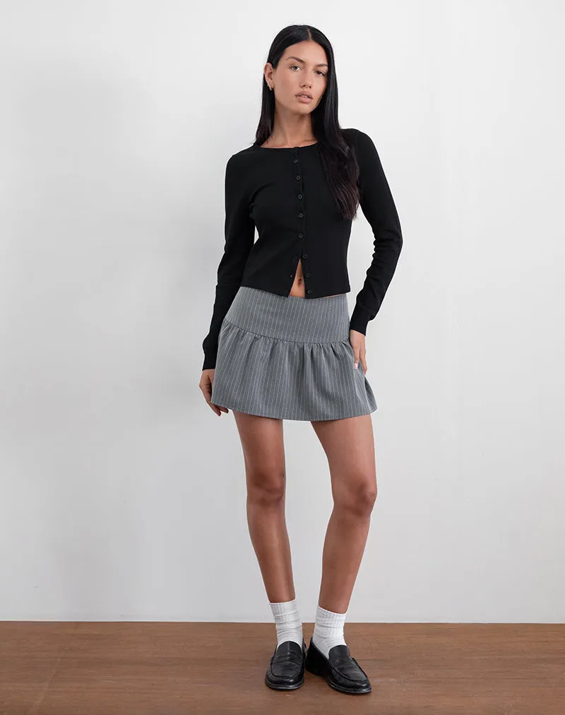 Raffita Mini Skirt in Pinstripe Grey