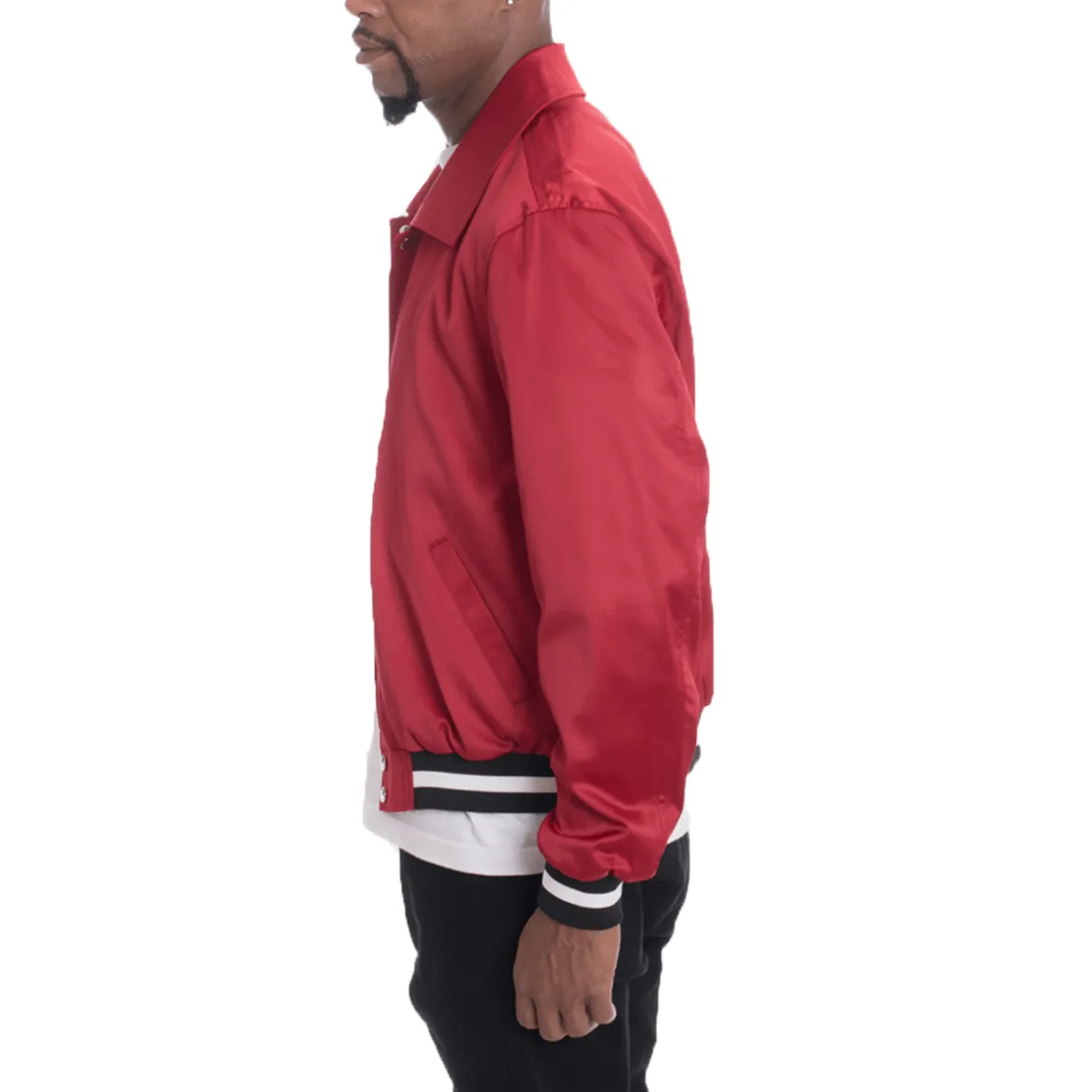 Red Luxe Satin Bomber