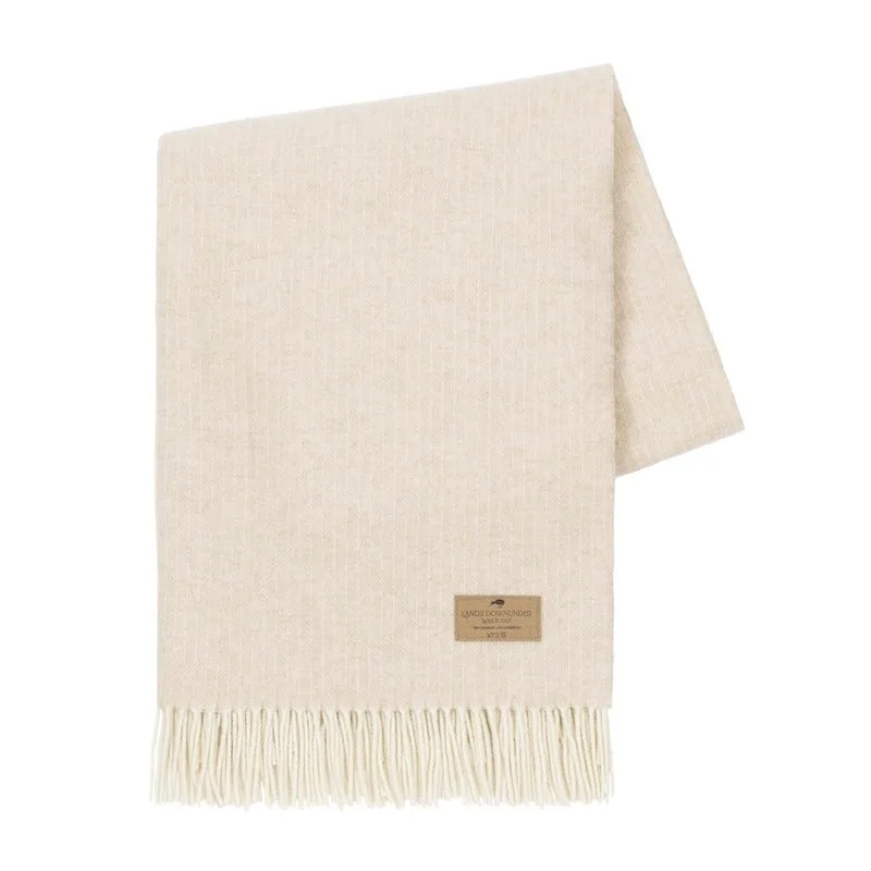 Sand Pinstripe Cashmere Throw by Lands Downunder