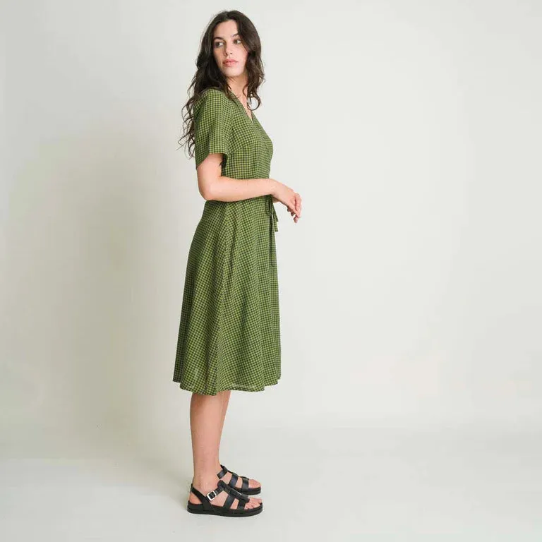 Valeria Midi Dress in Check Pistachio